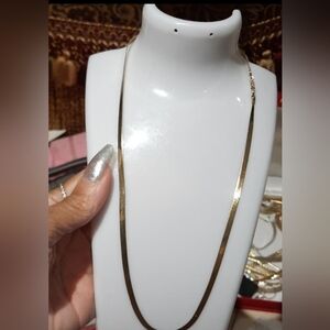 SOLID 14K YELLOW GOLD OVER STERLING SILVER High Polished HERRINGBONE NECKLACE 18